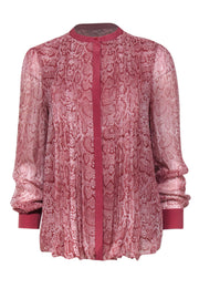 Current Boutique-Joie - Pale Pink Snake Print Silk Button Down Blouse Sz S