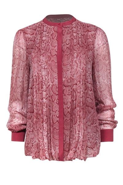 Current Boutique-Joie - Pale Pink Snake Print Silk Button Down Blouse Sz S
