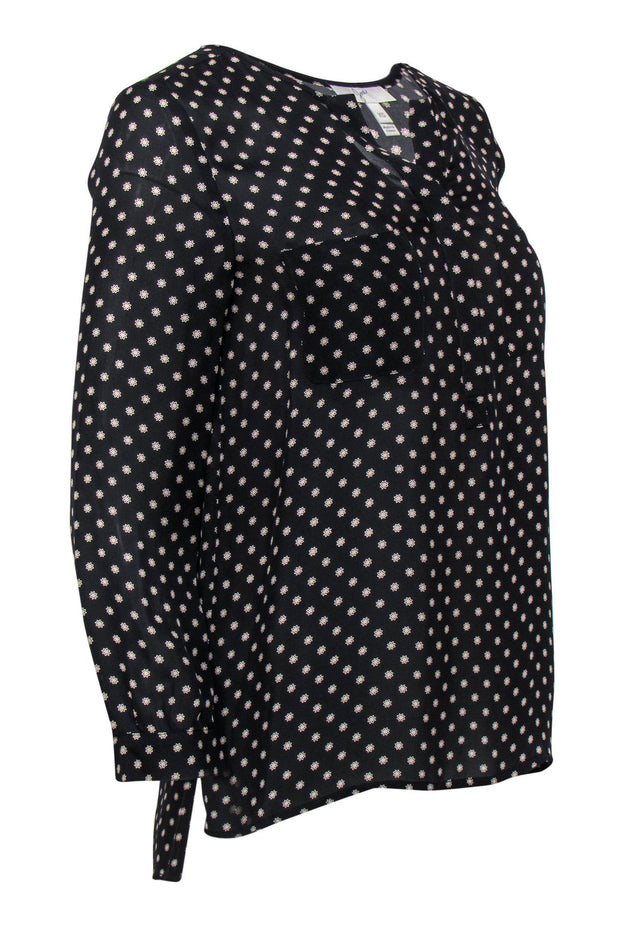 Current Boutique-Joie - Black Floral Printed Silk Button-Front Blouse Sz XS