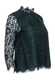 Current Boutique-Joie - Dark Green Lace Mock Neck Top Sz XXS