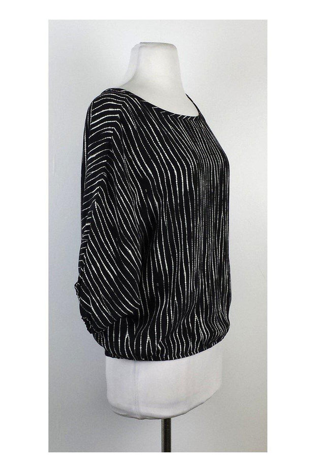 Current Boutique-Joie - Black & White Dotted Stripe Silk Top Sz XXS