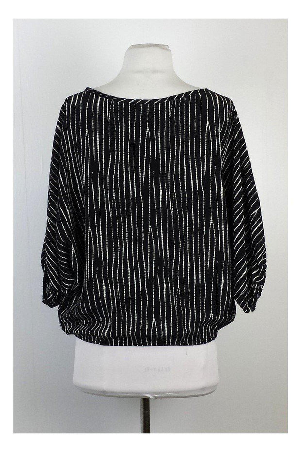 Current Boutique-Joie - Black & White Dotted Stripe Silk Top Sz XXS