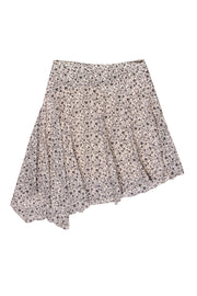 Current Boutique-Joie - Cream & Black Floral Print Asymmetrical Mini Skirt Sz 12