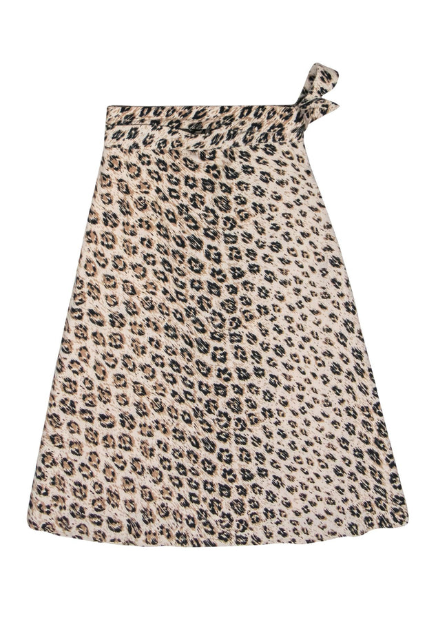 Current Boutique-Joie - Beige & Black Leopard Print Linen Wrap Skirt Sz 4