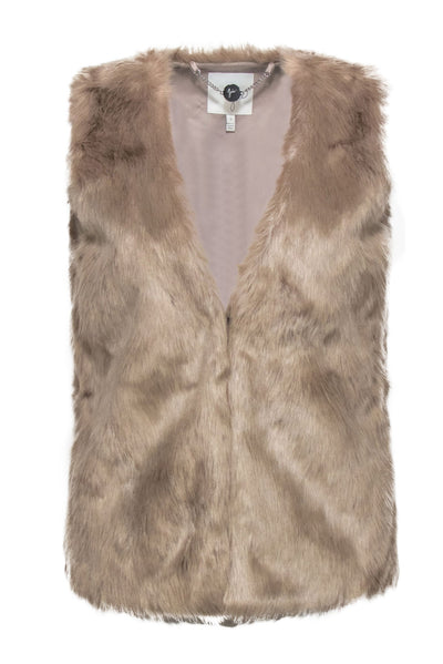 Current Boutique-Joie - Tan Faux Fur Clasped Vest Sz S