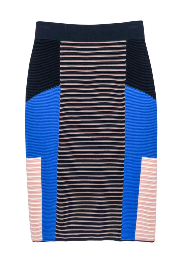 Current Boutique-Jonathan Simkhai - Multicolored Chunky Ribbed Knit Midi Pencil Skirt Sz L