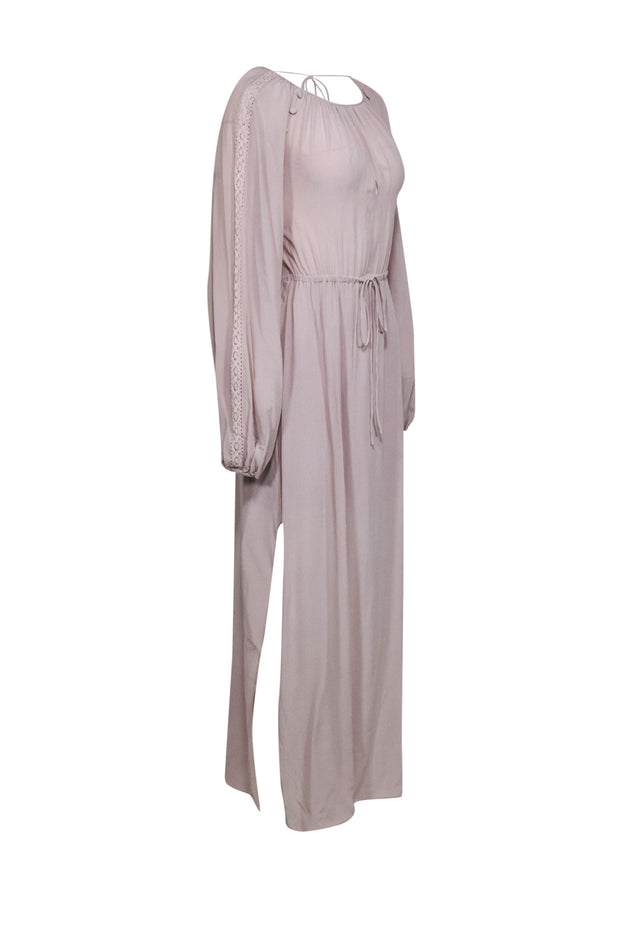 Current Boutique-Joslin - Tan Silk Maxi Dress w/ Open Back Sz S