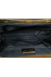 Current Boutique-Judith Leiber – Black Snakeskin w/ Purple & Green Gem Clasp Clutch