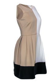 Current Boutique-Julie Brown - Nude, White, & Black Color-Blocked Fit & Flare Scuba Dress Sz S