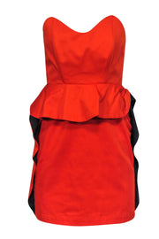 Current Boutique-Kage - Orange Strapless Mini Dress w/ Ruffles Sz M