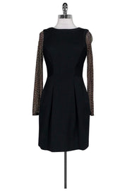 Current Boutique-Karen Millen - Black Textured Pattern Sleeve Dress Sz 6