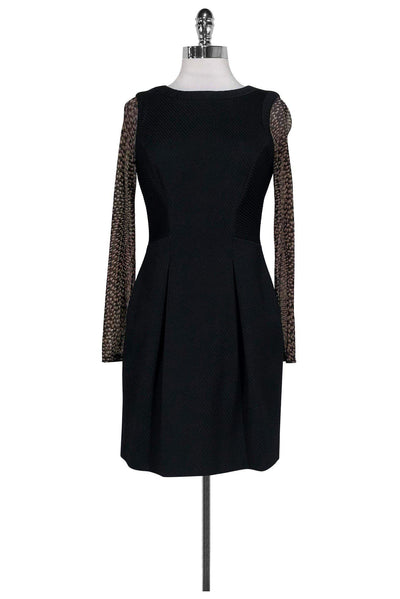 Current Boutique-Karen Millen - Black Textured Pattern Sleeve Dress Sz 6