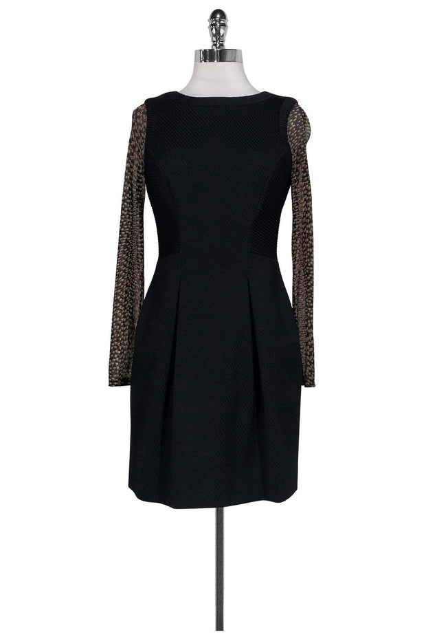 Current Boutique-Karen Millen - Black Textured Pattern Sleeve Dress Sz 6