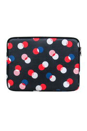 Current Boutique-Kate Spade - Navy & Multicolor Polka Dot Zippered Leather Laptop Case