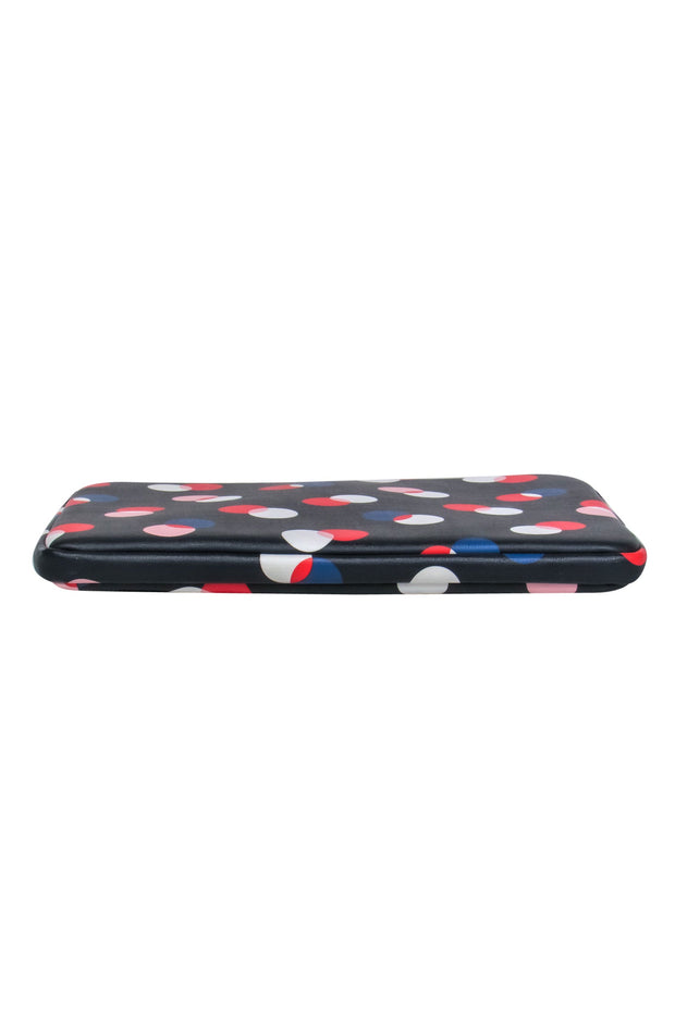 Current Boutique-Kate Spade - Navy & Multicolor Polka Dot Zippered Leather Laptop Case