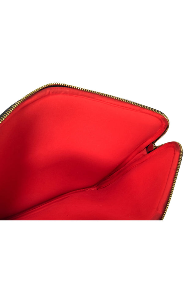 Current Boutique-Kate Spade - Navy & Multicolor Polka Dot Zippered Leather Laptop Case