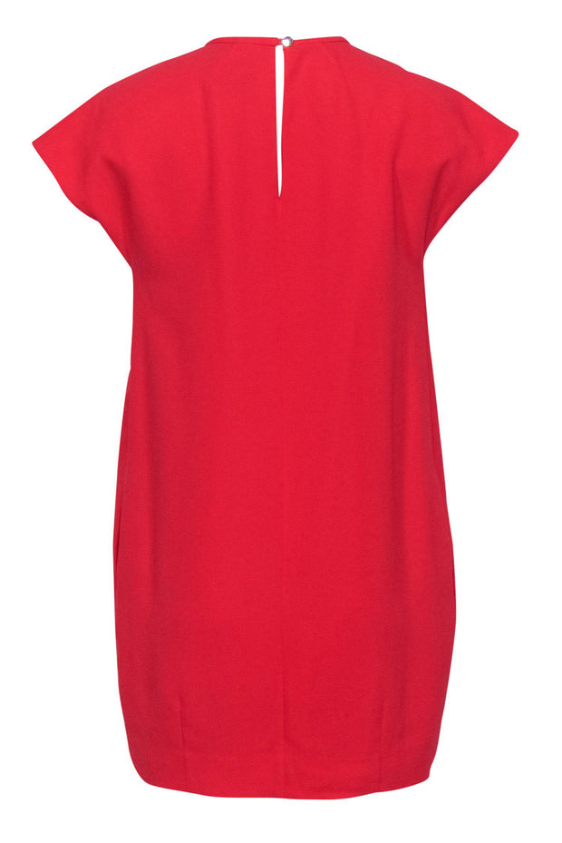 Current Boutique-Kate Spade - Bright Coral Cap Sleeve Shift Dress w/ Pleated Neckline Sz 0