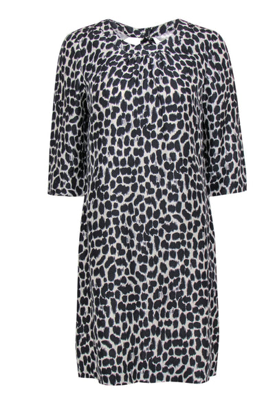 Current Boutique-Kate Spade - Black & Cream Leopard Print Quarter Sleeve Shift Dress Sz 8