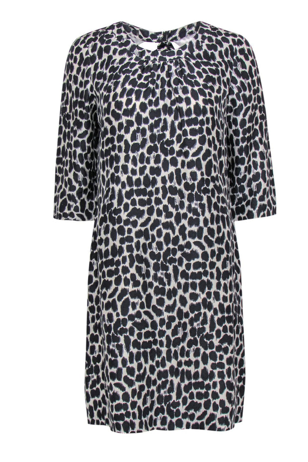 Current Boutique-Kate Spade - Black & Cream Leopard Print Quarter Sleeve Shift Dress Sz 8