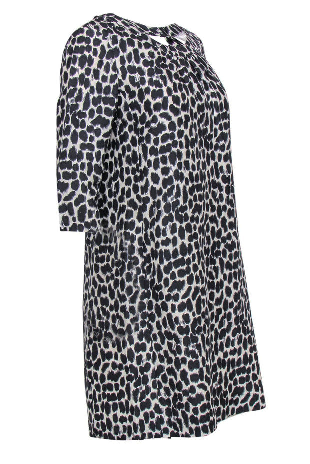 Current Boutique-Kate Spade - Black & Cream Leopard Print Quarter Sleeve Shift Dress Sz 8