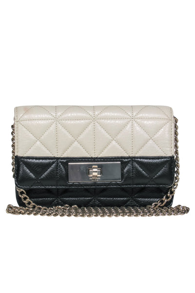Current Boutique-Kate Spade - Cream & Black Quilted Two-Toned Fold-Over Gold Chain Crossbody