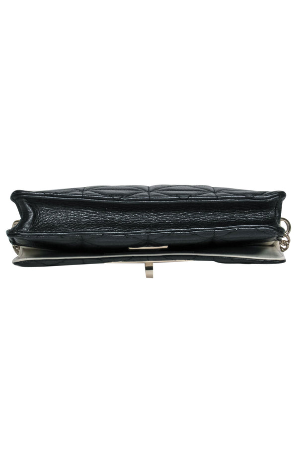 Current Boutique-Kate Spade - Cream & Black Quilted Two-Toned Fold-Over Gold Chain Crossbody