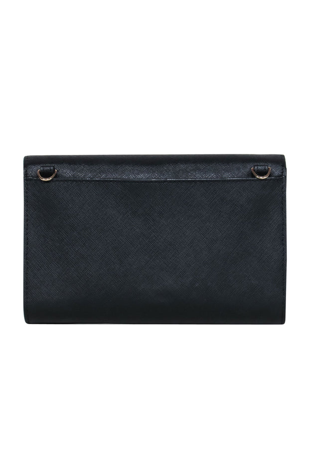 Current Boutique-Kate Spade - Black Fold-Over Leather Crossbody Mini Bag