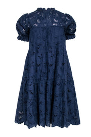 Current Boutique-Kate Spade - Navy Lace Eyelet Short Sleeve Shift Dress Sz XS