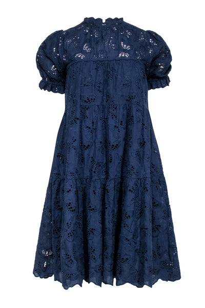 Current Boutique-Kate Spade - Navy Lace Eyelet Short Sleeve Shift Dress Sz XS