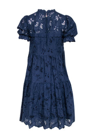 Current Boutique-Kate Spade - Navy Lace Eyelet Short Sleeve Shift Dress Sz XS