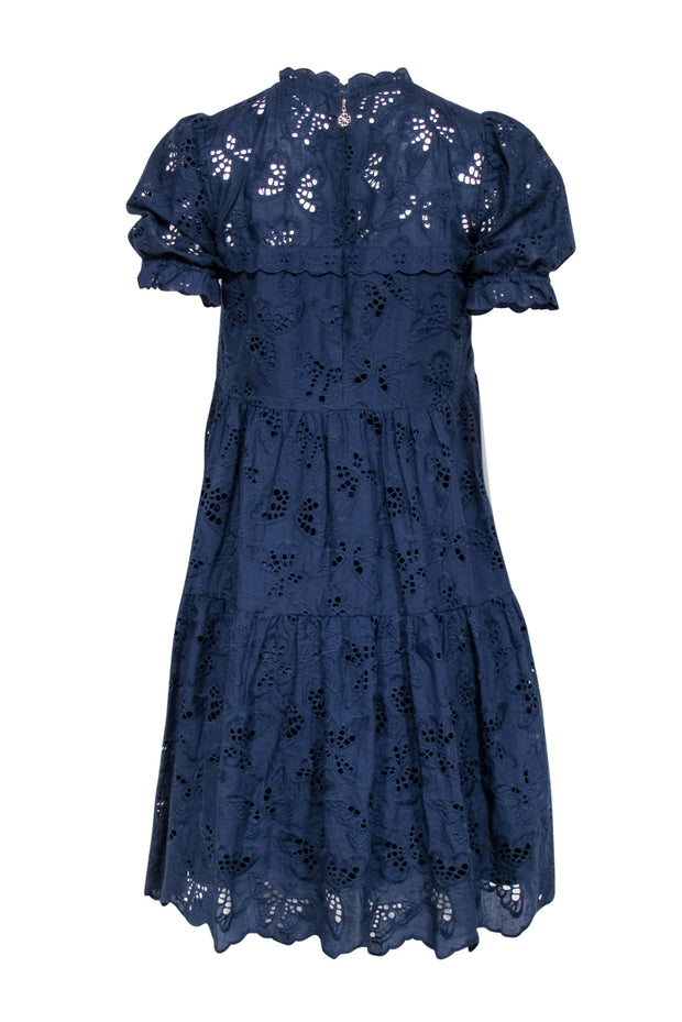 Current Boutique-Kate Spade - Navy Lace Eyelet Short Sleeve Shift Dress Sz XS