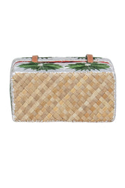 Current Boutique-Kate Spade - Green & Ivory Floral Straw Handbag