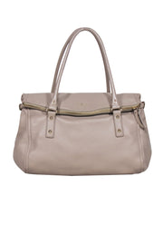 Current Boutique-Kate Spade - Beige Pebbled Leather Fold-Over Slouchy Hobo Bag