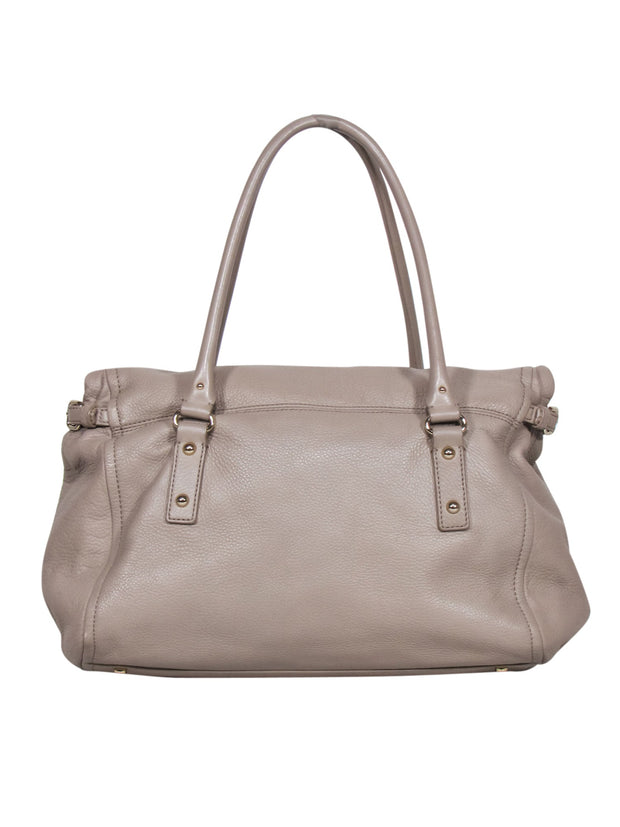 Current Boutique-Kate Spade - Beige Pebbled Leather Fold-Over Slouchy Hobo Bag