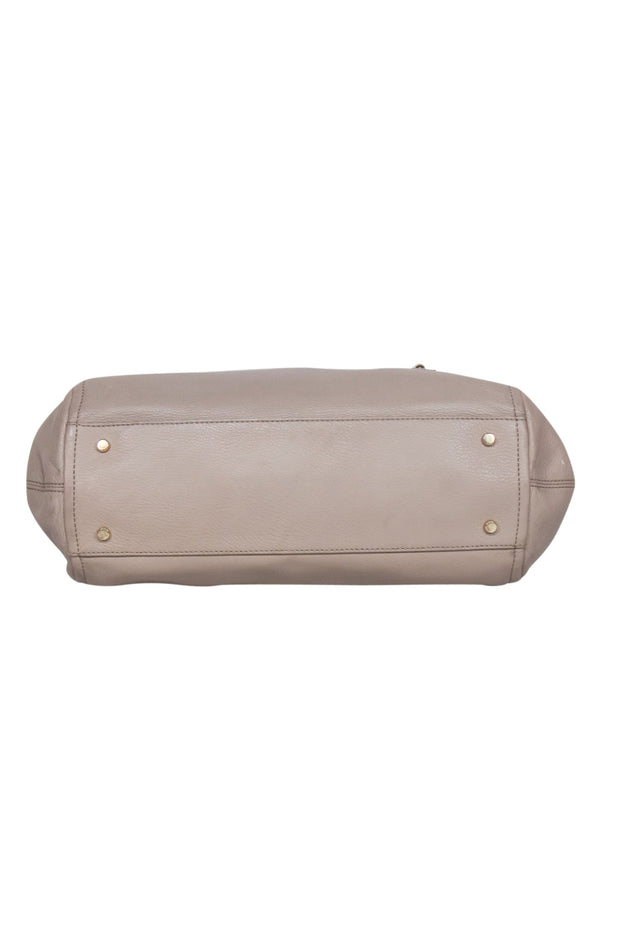 Current Boutique-Kate Spade - Beige Pebbled Leather Fold-Over Slouchy Hobo Bag