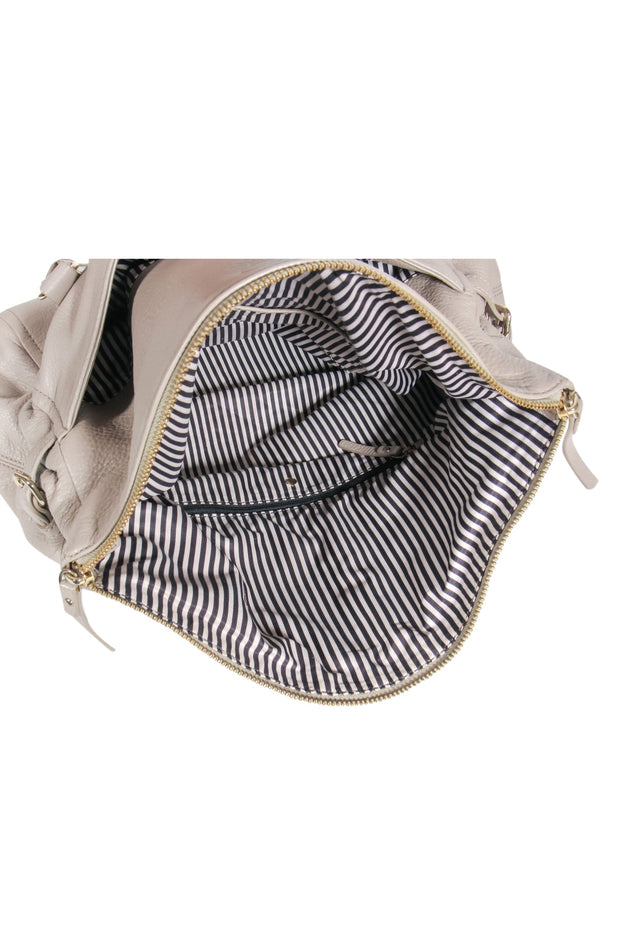 Current Boutique-Kate Spade - Beige Pebbled Leather Fold-Over Slouchy Hobo Bag