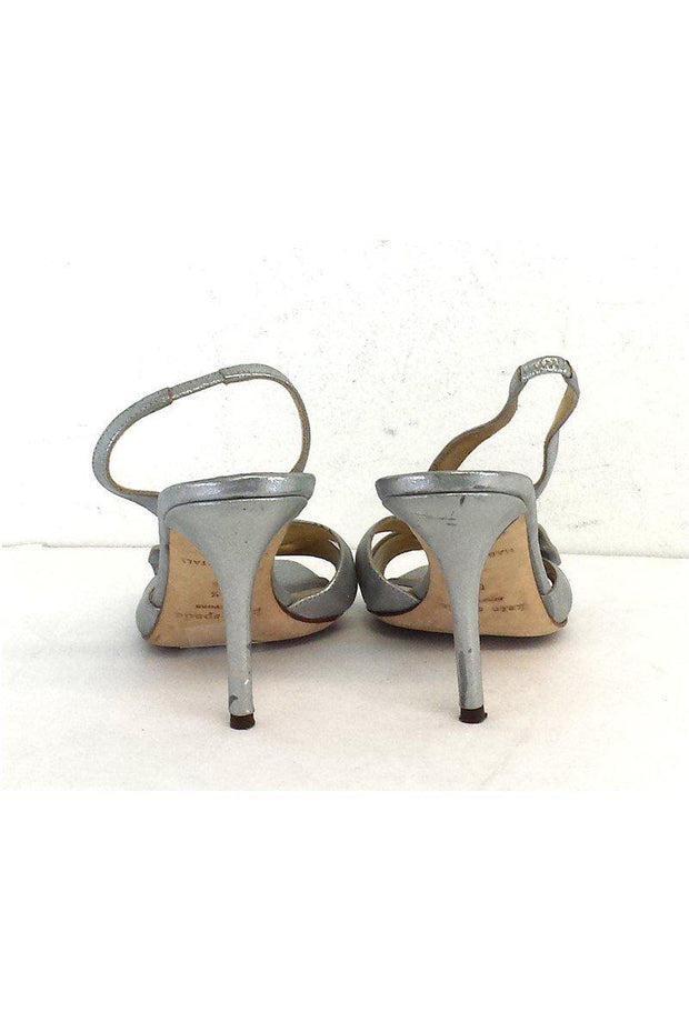 Current Boutique-Kate Spade - Silver Metallic Leather Bow Heels Sz 6.5