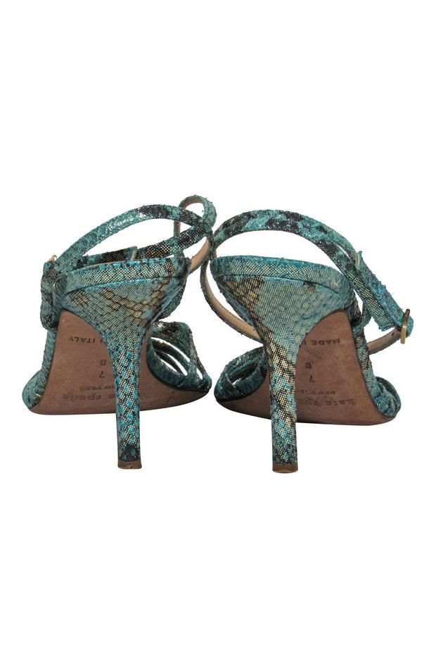 Current Boutique-Kate Spade - Teal Snakeskin Print Metallic Strappy Pumps Sz 7