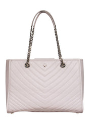 Current Boutique-Kate Spade - Beige Leather Chevron Stitch Shoulder Handbag
