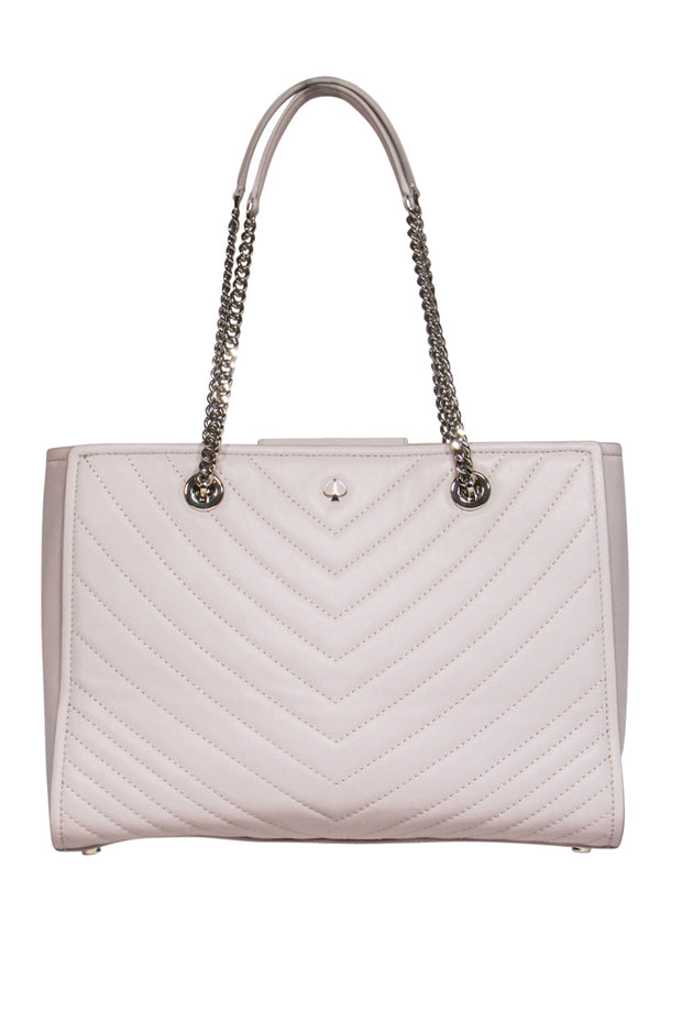Current Boutique-Kate Spade - Beige Leather Chevron Stitch Shoulder Handbag