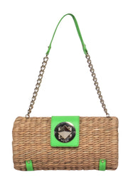 Current Boutique-Kate Spade - Small Wicker Handbag w/ Green Leather Accents