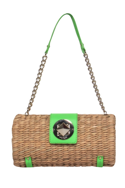 Current Boutique-Kate Spade - Small Wicker Handbag w/ Green Leather Accents