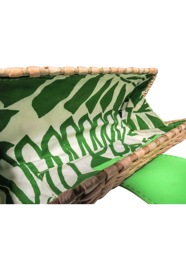 Current Boutique-Kate Spade - Small Wicker Handbag w/ Green Leather Accents