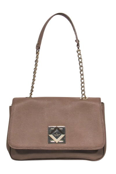 Current Boutique-Kate Spade - Taupe Reptile Textured Leather Shoulder Bag