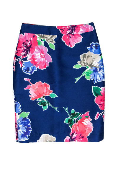 Current Boutique-Kate Spade - Blue Floral Print Pencil Skirt Sz 4