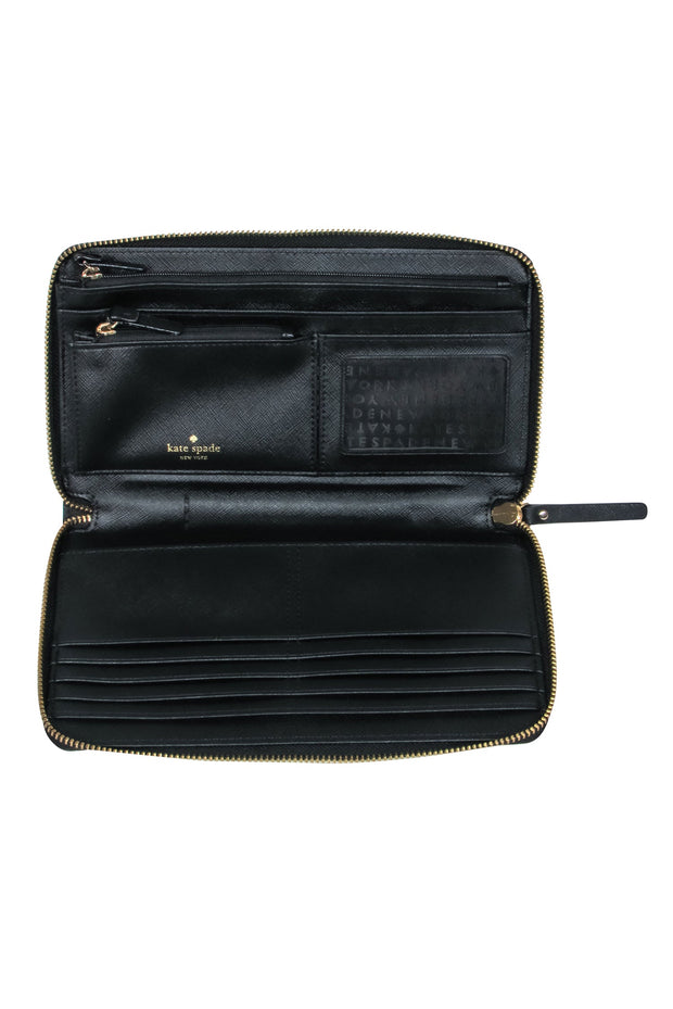 Current Boutique-Kate Spade - Black Leather Zip Wallet