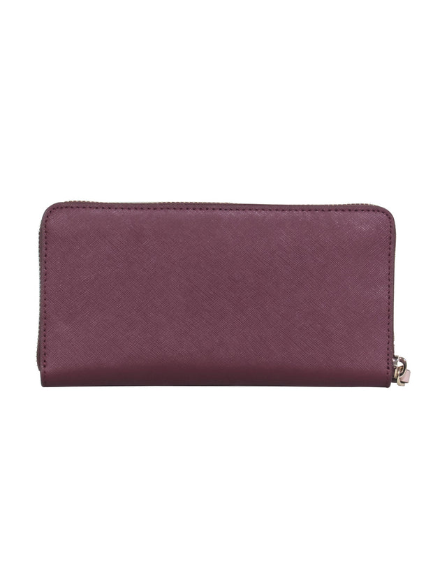 Current Boutique-Kate Spade - Maroon & Pink Large Continental Wallet