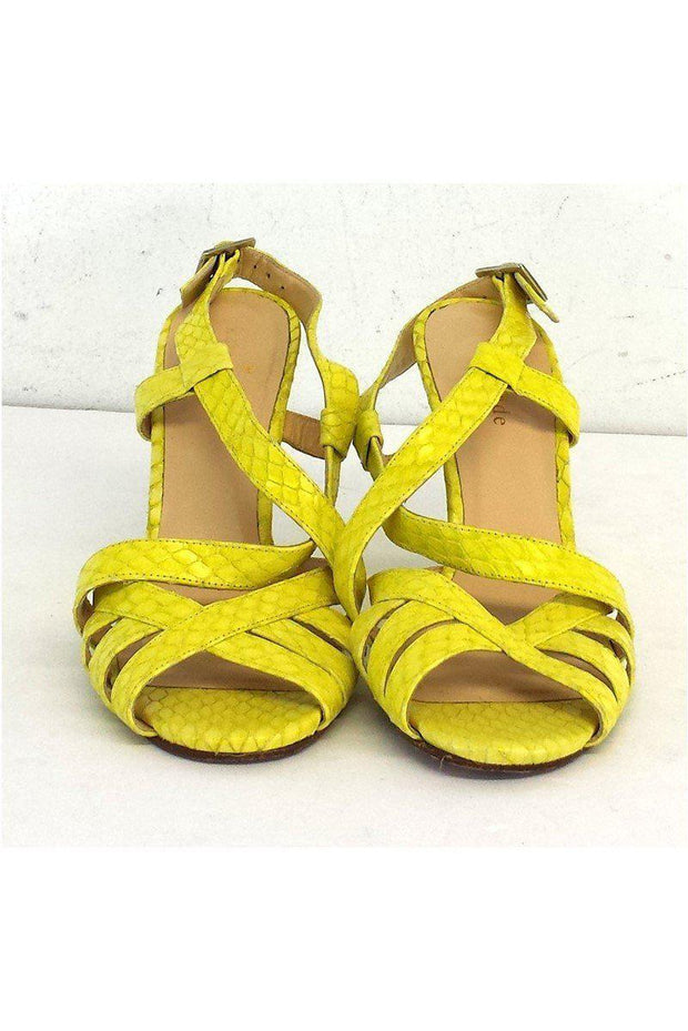Current Boutique-Kate Spade - Lime Yellow Snakeskin Leather Wedges Sz 5