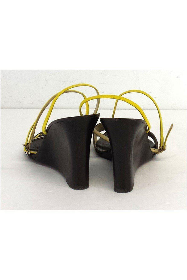 Current Boutique-Kate Spade - Yellow & Brown Strappy Wedges Sz 7.5