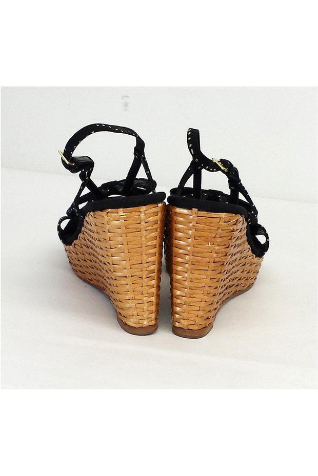 Current Boutique-Kate Spade - Navy & White Polka Dot Woven Wedges Sz 9.5